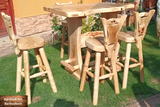 Bartisch 180 cm mit Barhocker, Holz massiv, rustikal, Outdoor