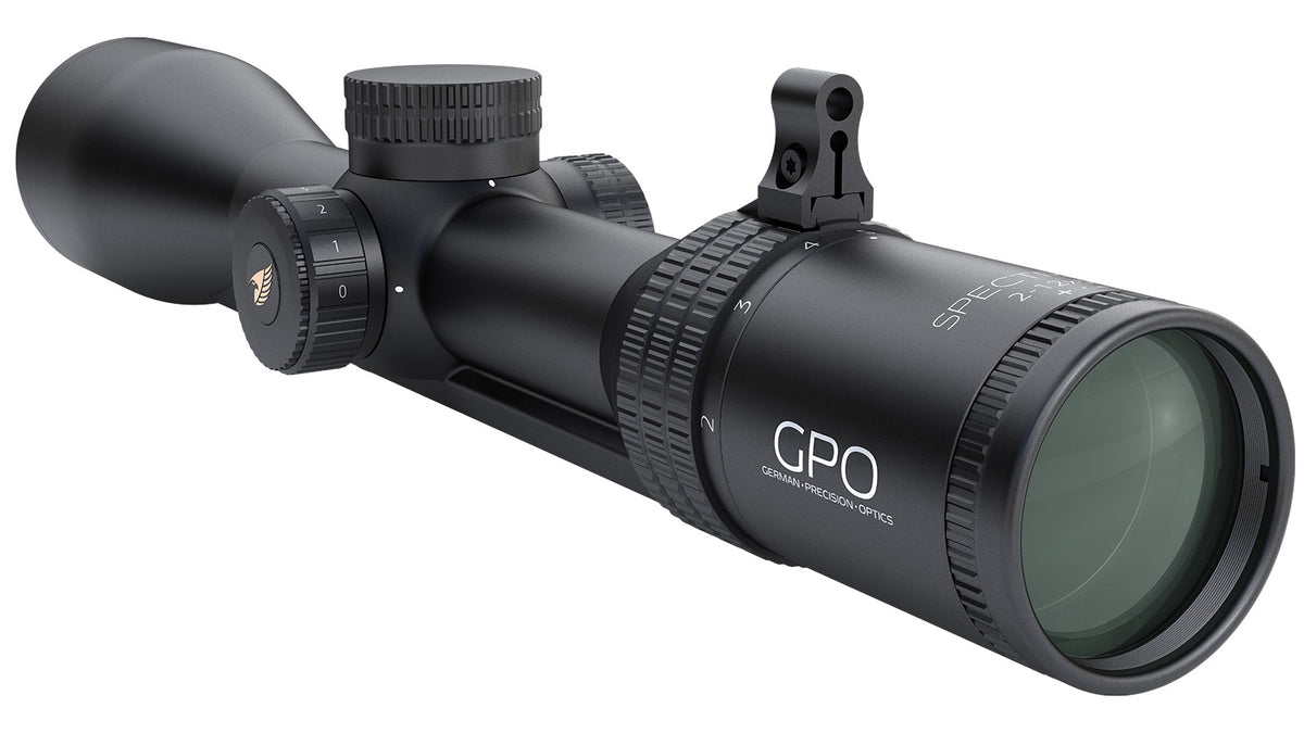 GPO-Spectra-6x2-12x50i-Zielfernrohr, mit Schiene, Absehen G4i für die Jagd. 