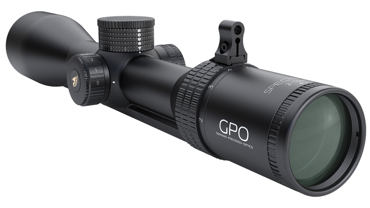 GPO-Spectra-6x2-12x50i-Zielfernrohr, mit Schiene, Absehen G4i für die Jagd. 