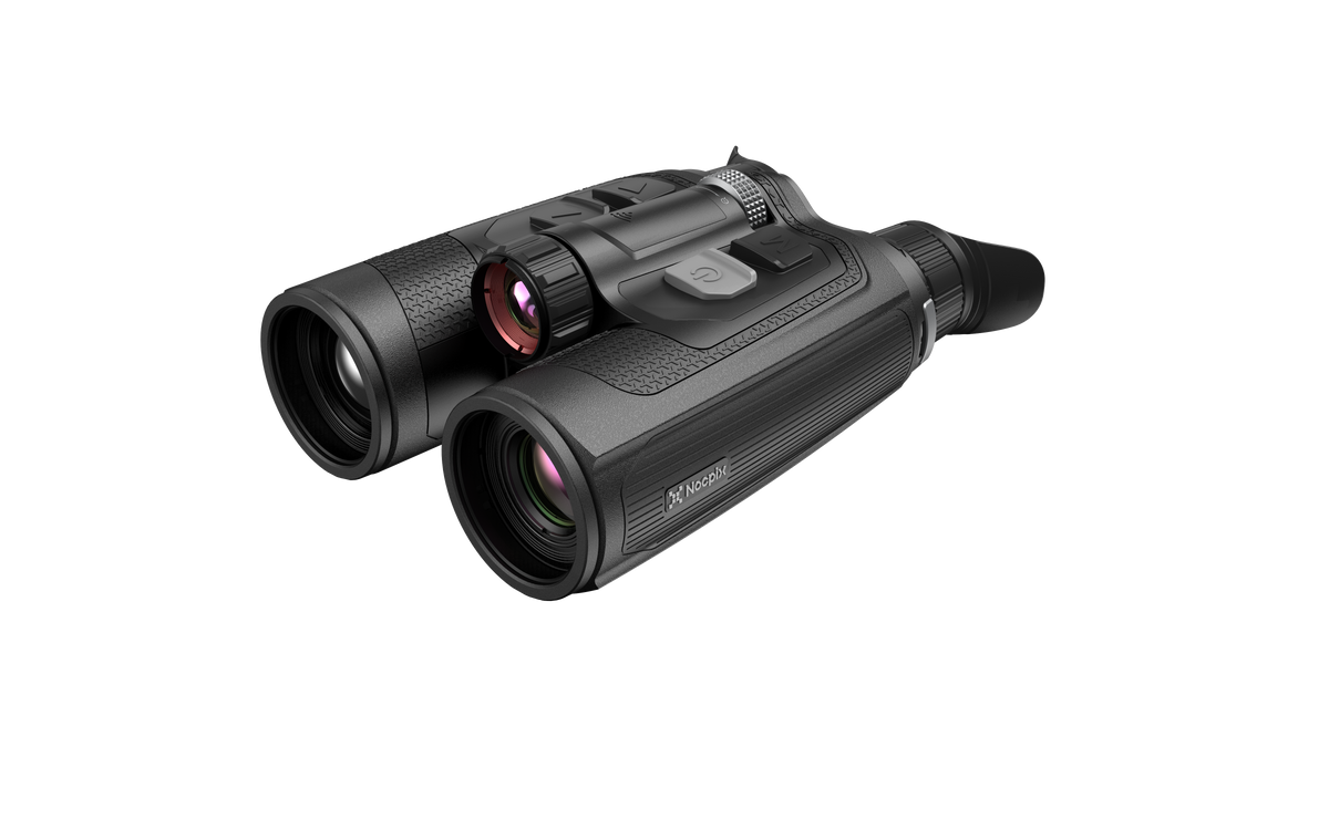 NOCPIX OMNI H35R 8K-Multispektral-Fernglas – Frontansicht mit 35-mm-Wärmebild- und 50-mm-8K-Digitalobjektiv
