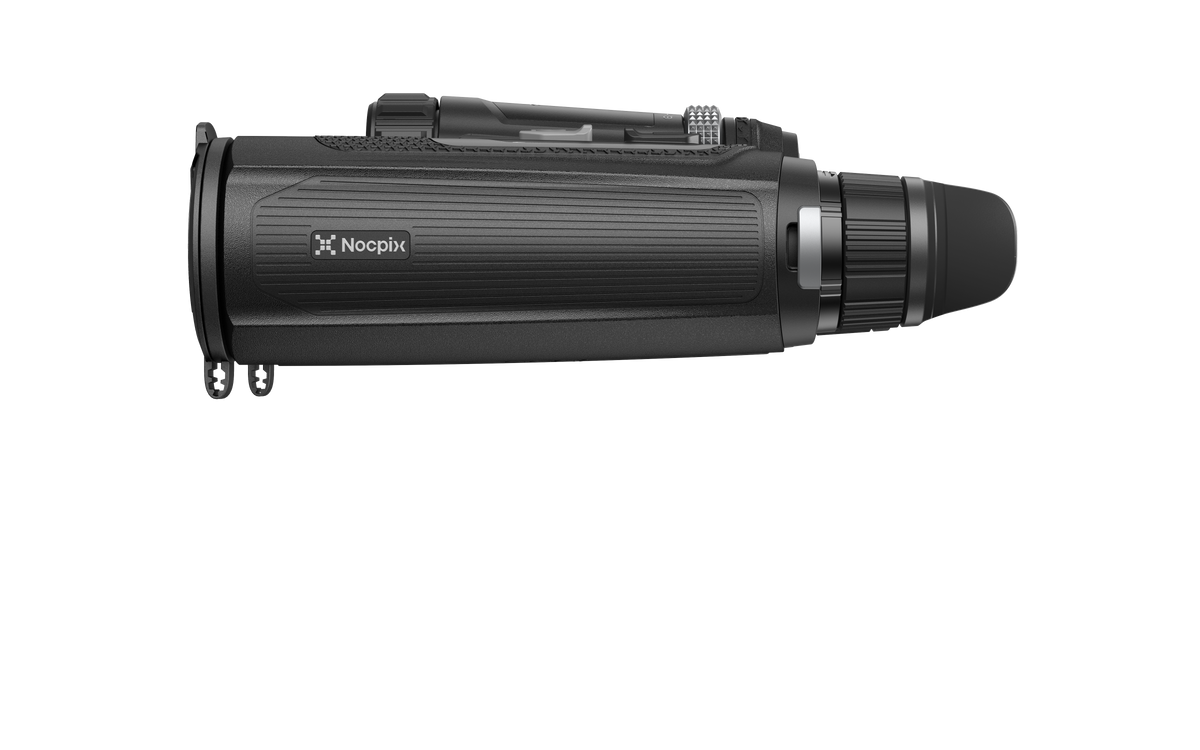 NOCPIX OMNI H35R 8K-Multispektral-Fernglas – Geräteansicht mit Tragegurt und Schutztasche