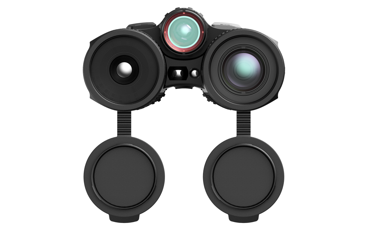 NOCPIX OMNI L19R 8K-Multispektral-Fernglas – Detailansicht Bedienelemente und USB-C-Schnittstelle