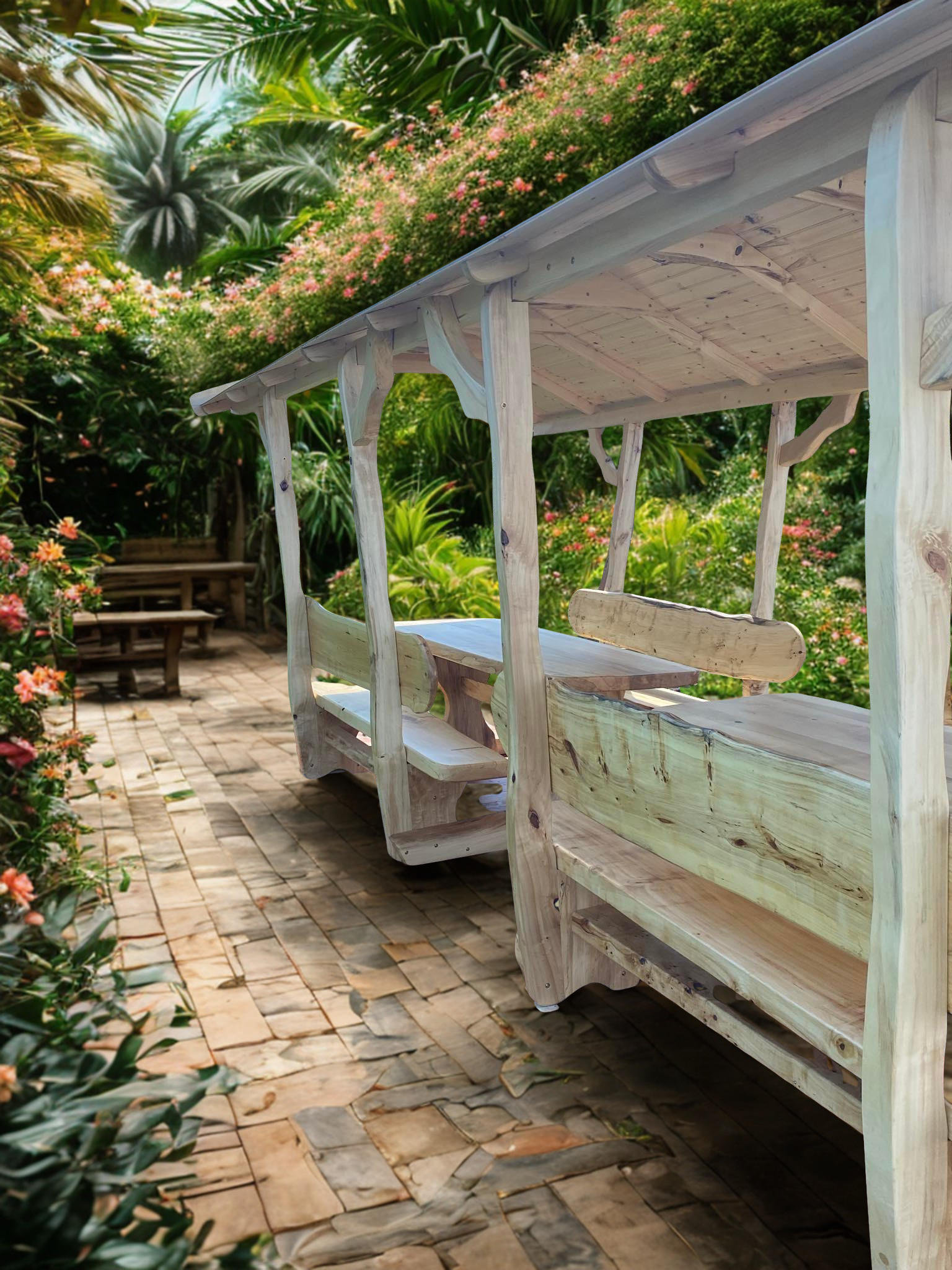 Doppelpavillon Unikat für bis zu 20 Personen aus rustikalem Massivem Holz, ein Hingucker und Blickfang. Alles in Handarbeit gefertigt, langlebig, elegant, edel 