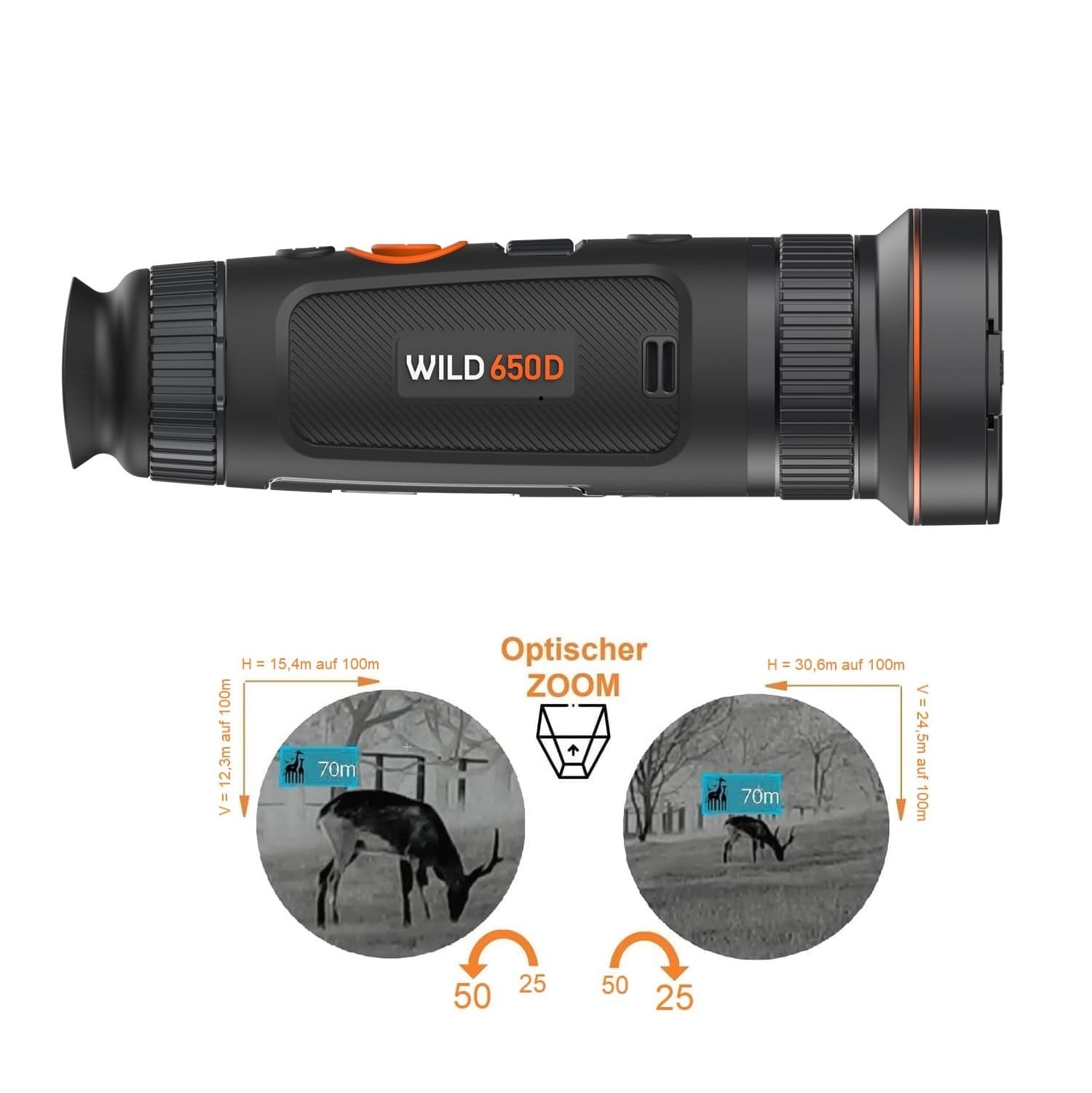 Es handelt sich hier um Wärmebildkamera WILD 650D von ThermTec für die Jagd.