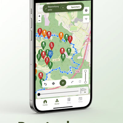 HuntersMapp 2.0 – Revierkarte mit Hochsitz-Markern und Reviergrenze