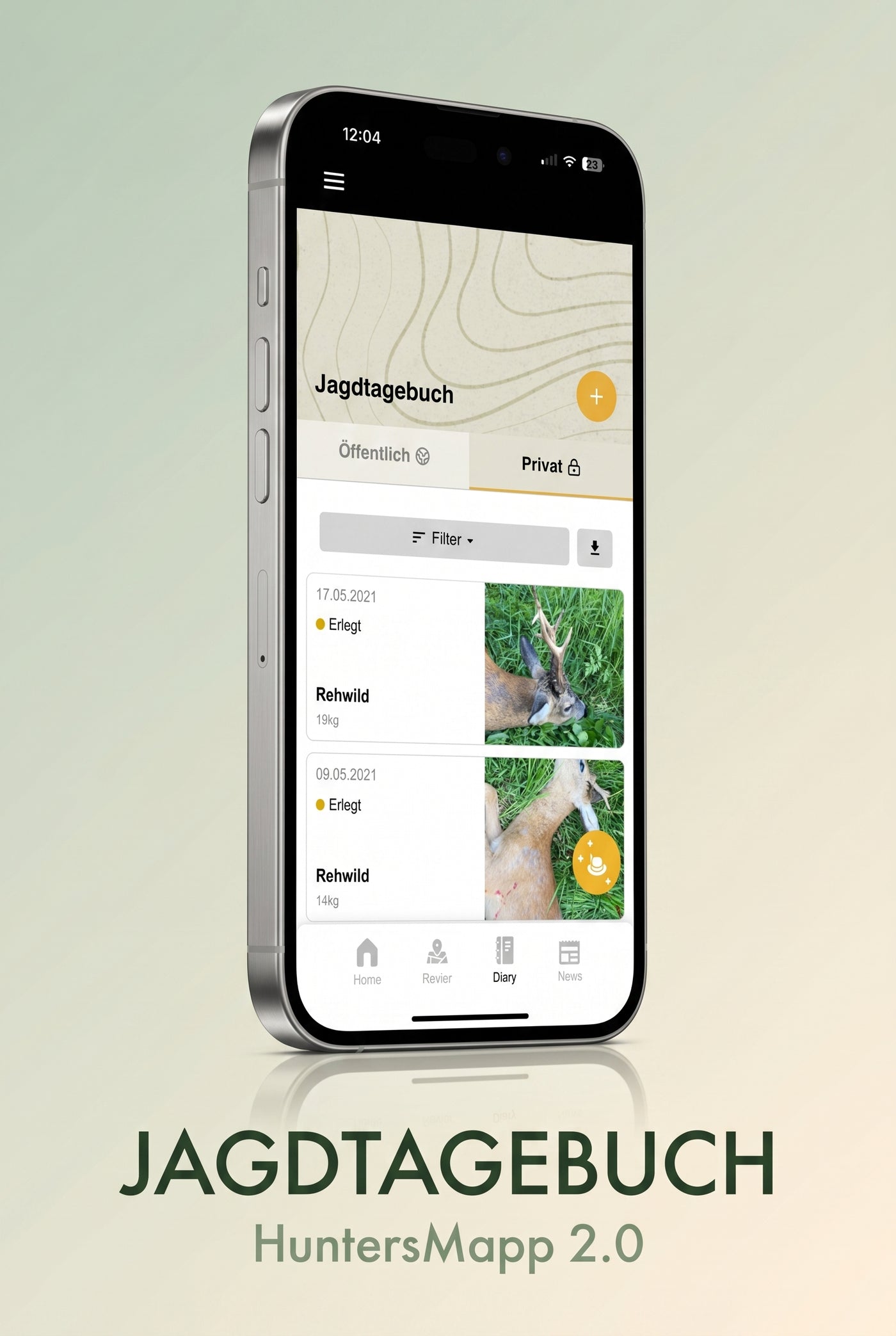 HuntersMapp 2.0 – Jagdtagebuch mit Wildarten, Fotos und Filteroptionen