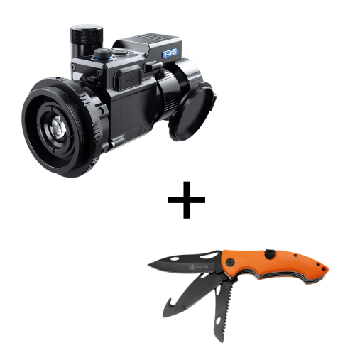 PARD Wärmebild Vorsatzgerät Predator 480 LRF, 35mm Linse + Puma Messer für die Jagd. 