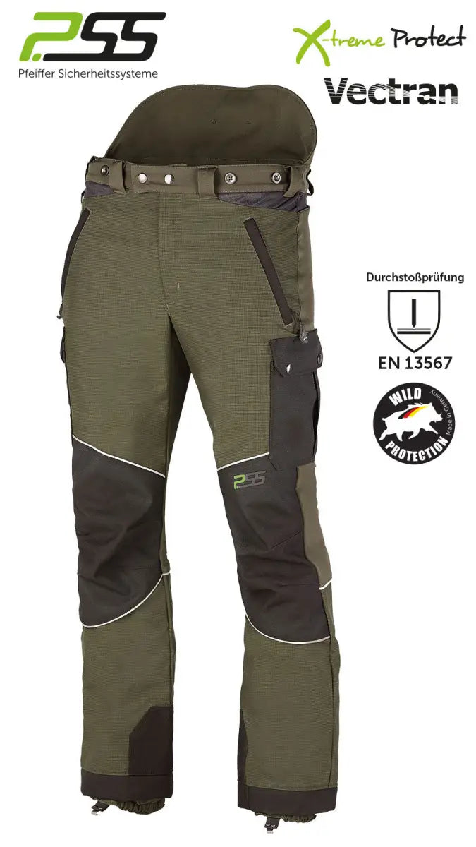 Es handelt sich hier um PSS X-treme Protect Sauenschutzhose grün für die Jagd.