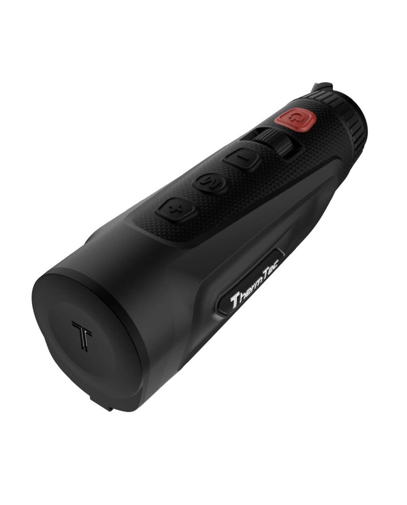 ThermTec Cyclops 335L 3.0 – Perspektivische Ansicht von schräg vorne mit Power-Knopf und Einstellrad