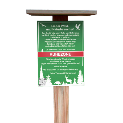 Schild „Ruhezone“ - mit Standard QR-Code (3 mm)